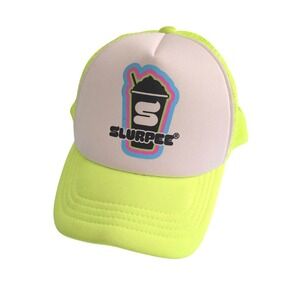 7-Eleven Slurpee Trucker Hat Neon Yellow Snapback Mesh Cap Limited Edition Retro